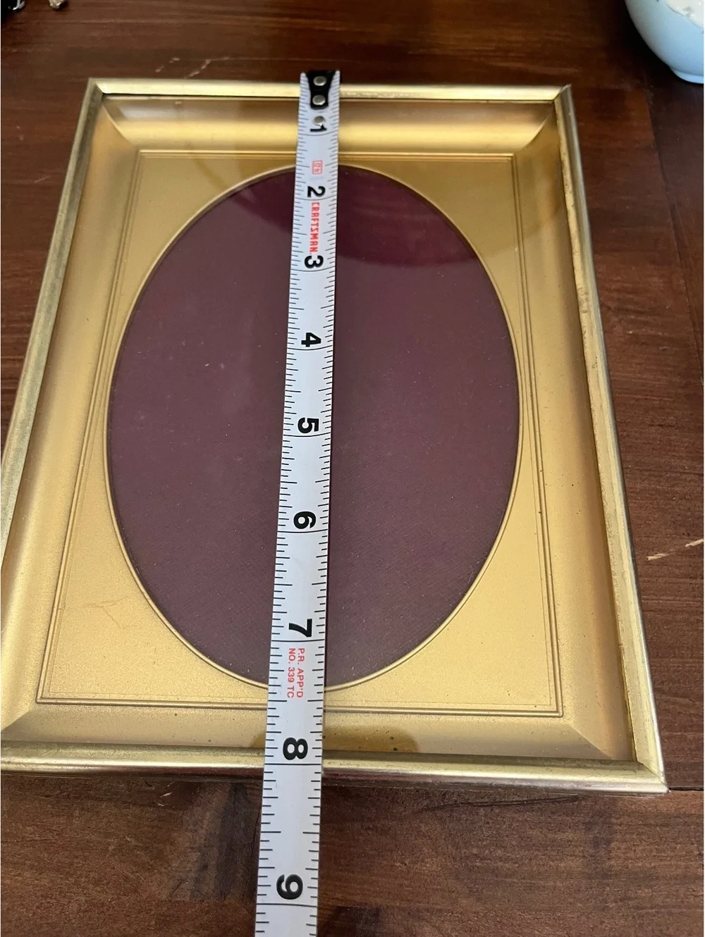 Vintage Gold-Tone Oval Photo Frame with Velvet Back Stand, 6x8 Inches